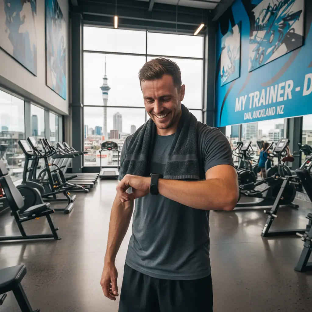 Building a Consistent Fitness Habit - A man looking at a f