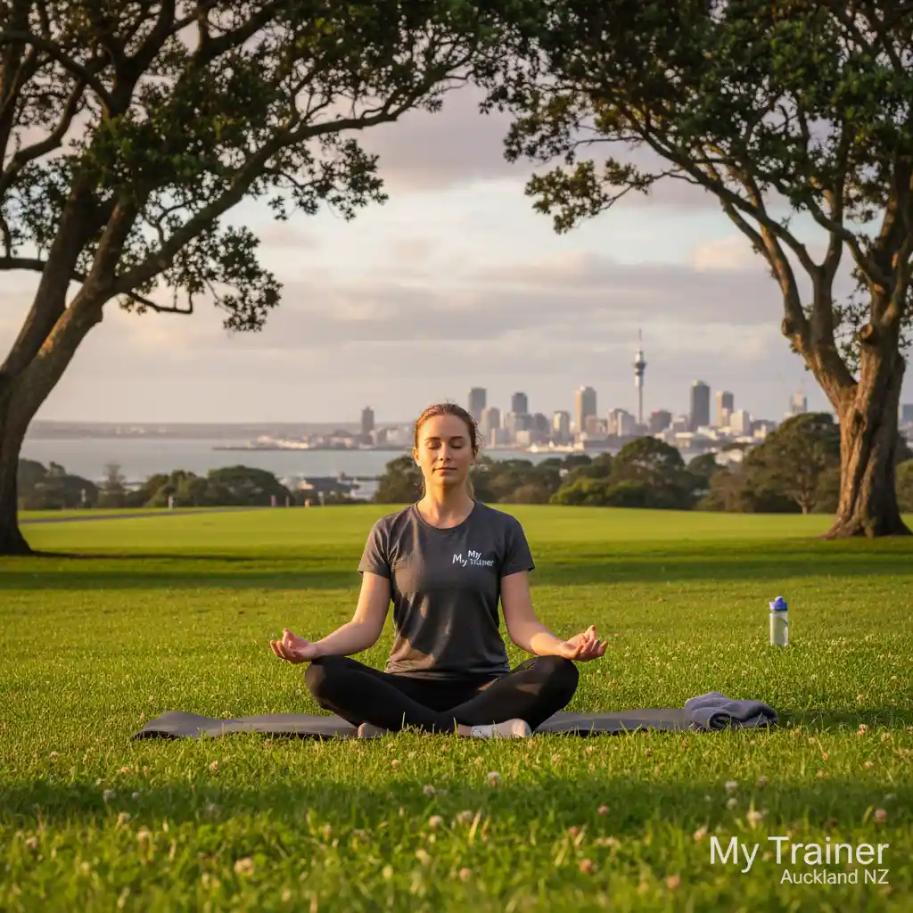 Mindful breathing exercise at Auckland wellness retreat