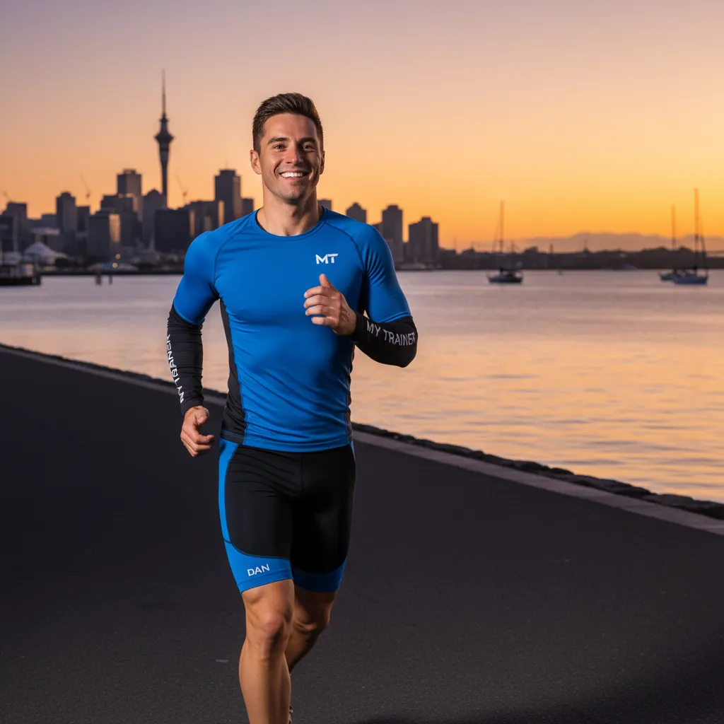Fit person running on Auckland waterfront