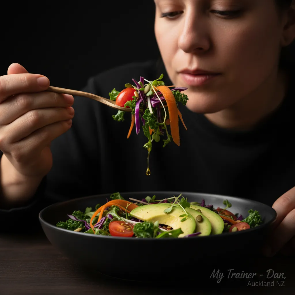 Mindful Eating for Stress Reduction - A close-up shot of a
