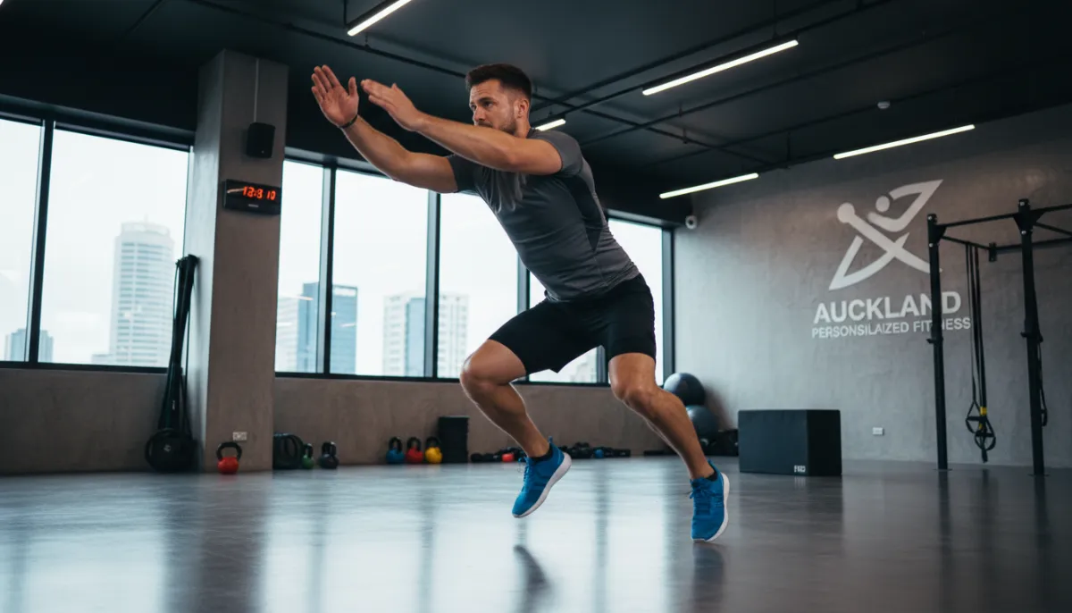 Dynamic person performing a HIIT workout