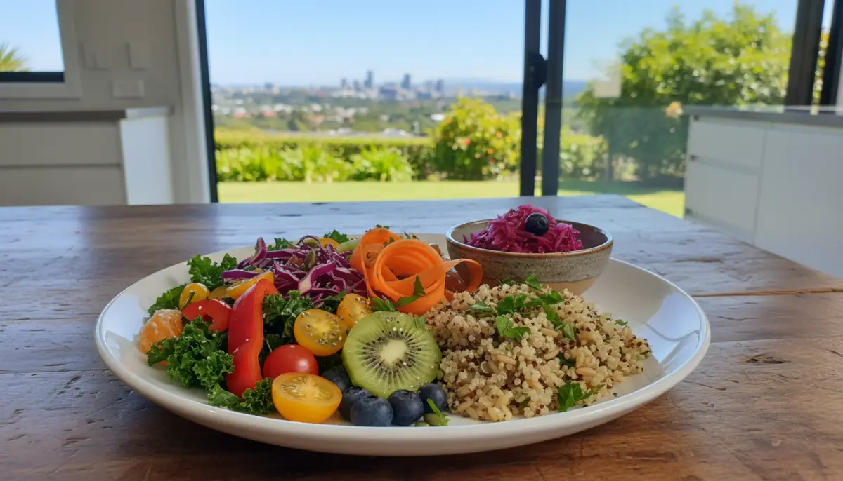 Plate of healthy, gut-friendly food