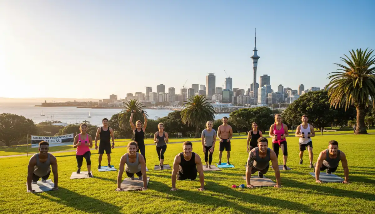 Diverse group enjoying personalized fitness in Auckland
