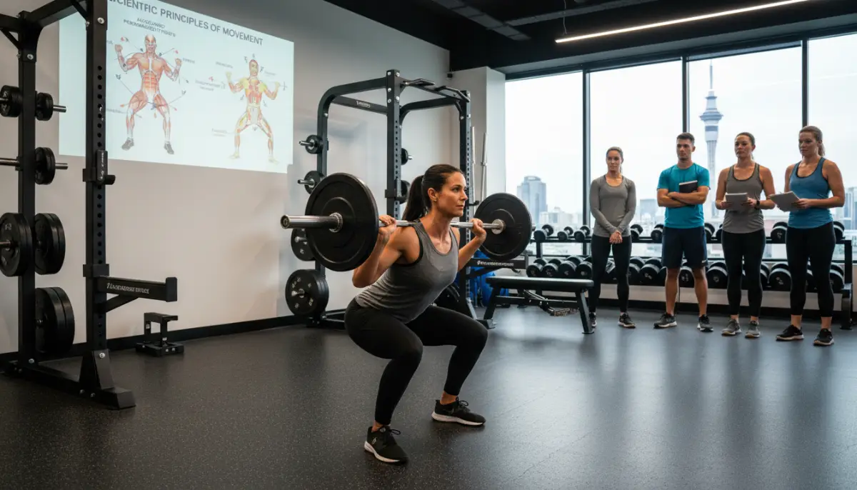 Trainer demonstrating proper exercise form