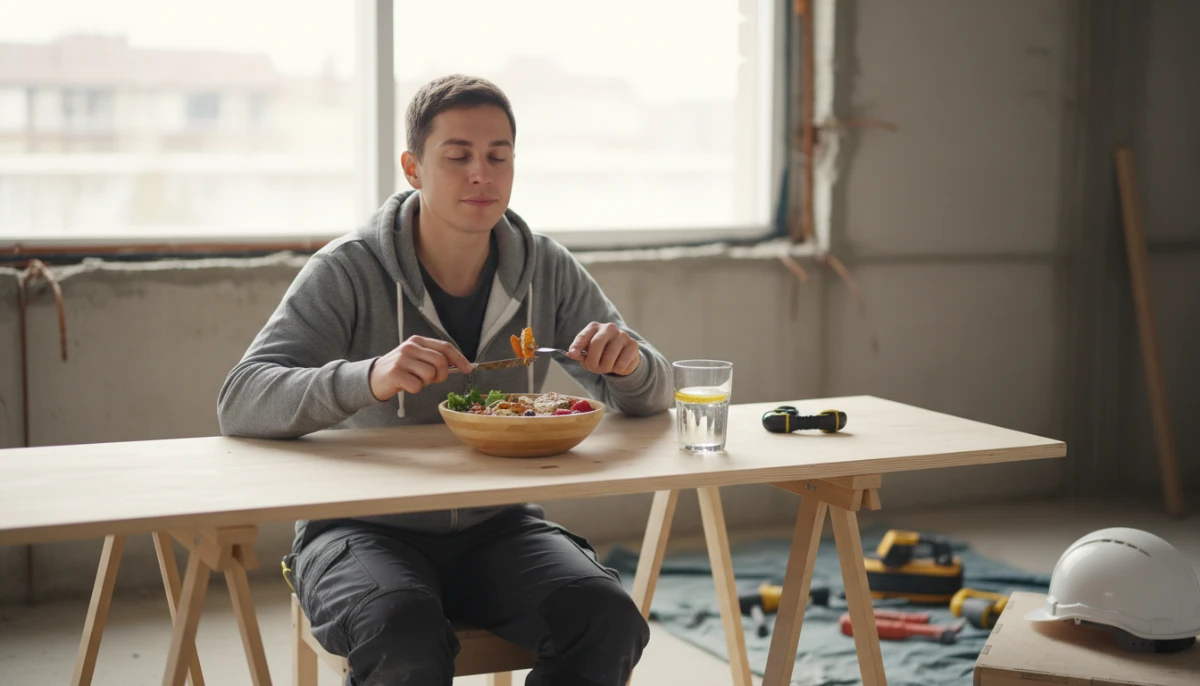 Mindful Eating & Stress Management - Person sitting calml