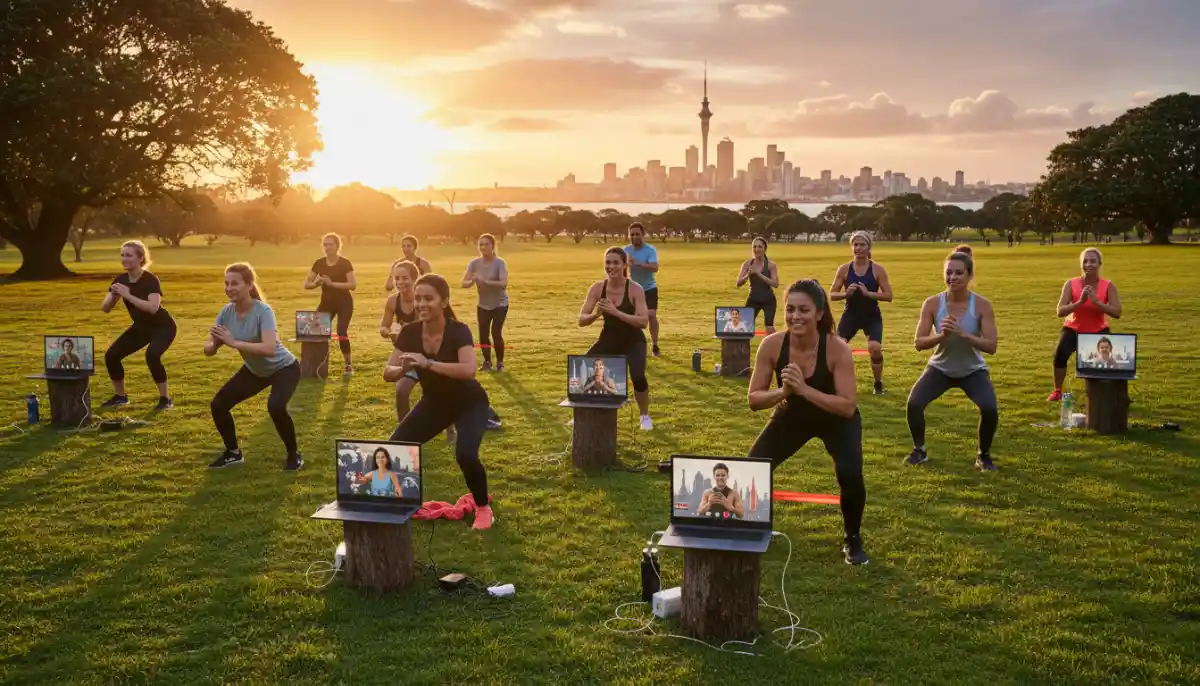 People doing virtual training outdoors in Auckland