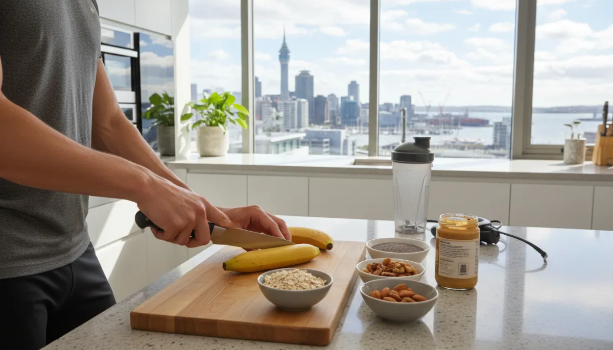 Healthy pre-workout snack preparation for energy