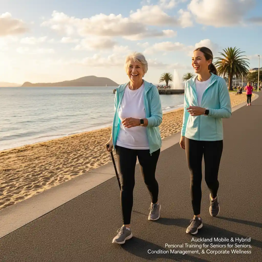 Senior enjoying outdoor activity in Auckland after condition management exercise