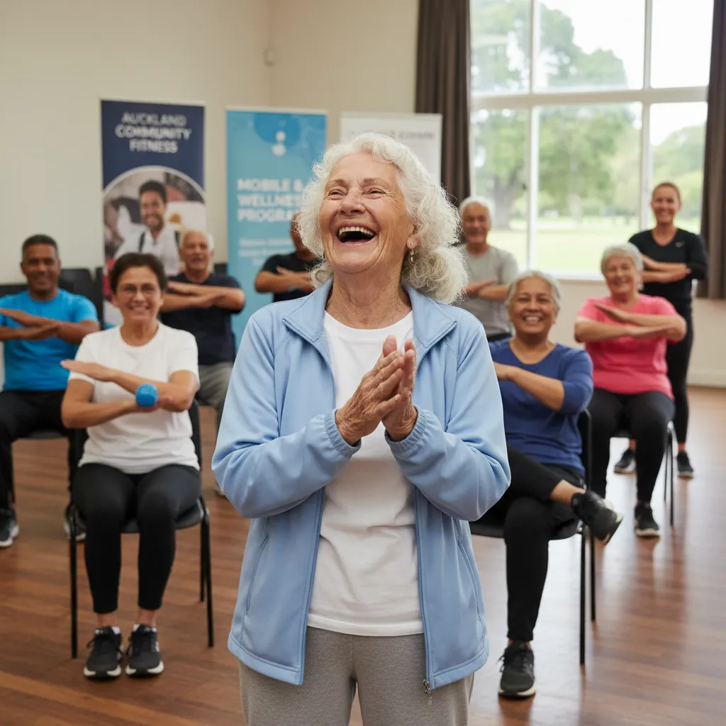 Group fitness class for seniors in Auckland