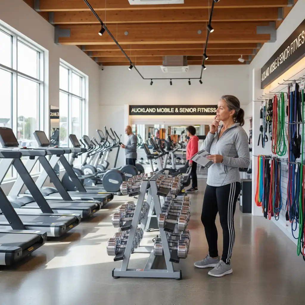 Person considering fitness equipment to buy in Auckland