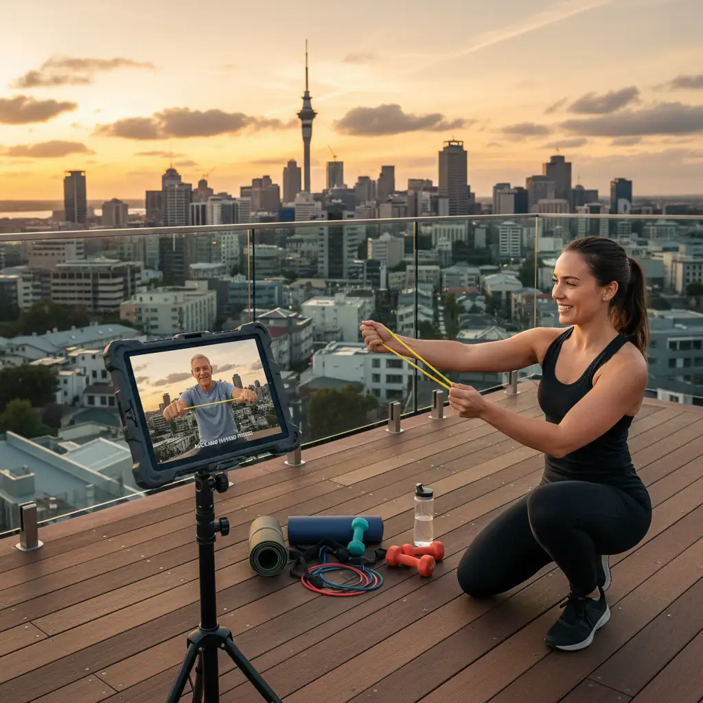 Personal trainer demonstrating hybrid training in Auckland