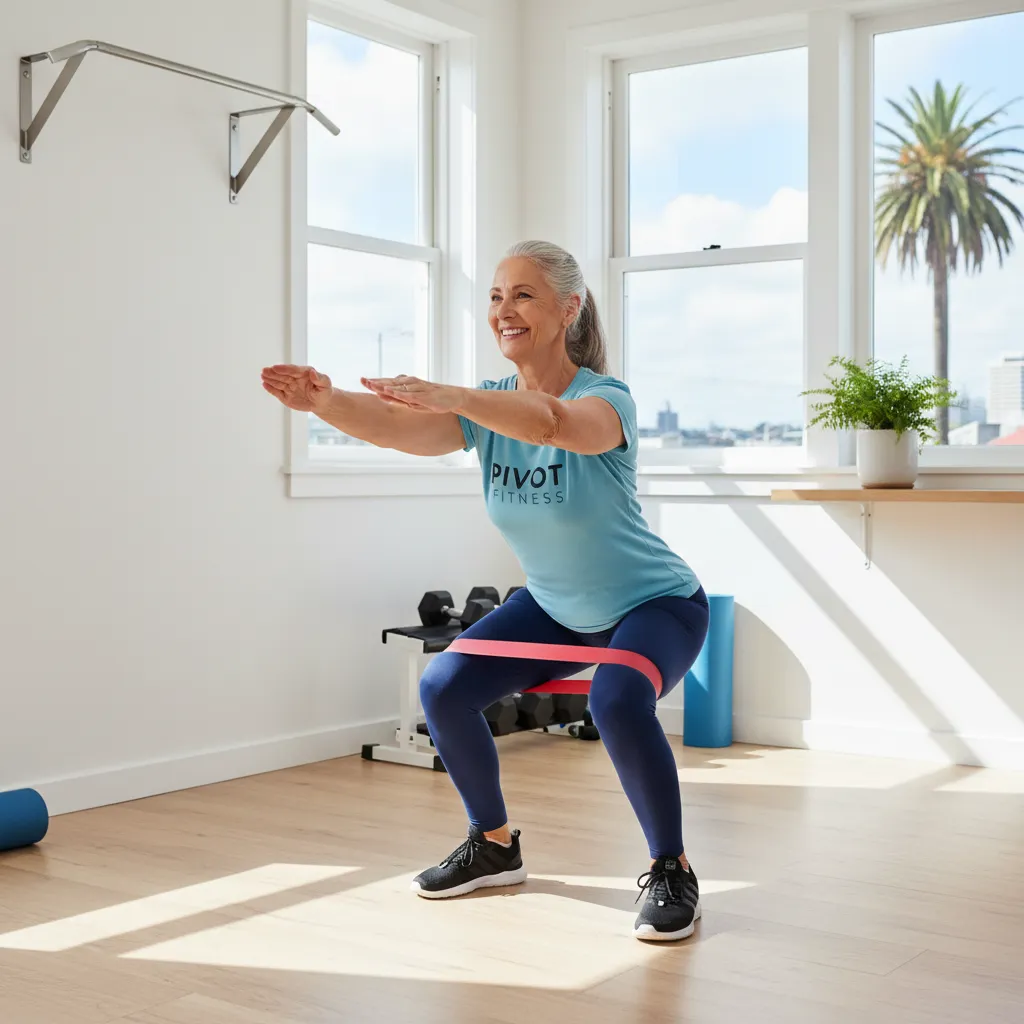 Senior woman doing a modified full body workout plan NZ