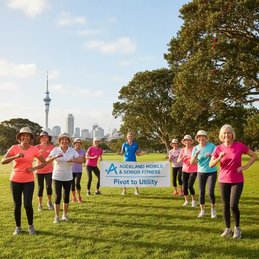 Seniors enjoying an outdoor fitness event in Auckland for gentle exercise