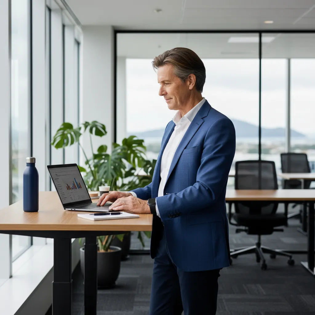 Productive executive benefiting from workplace wellness