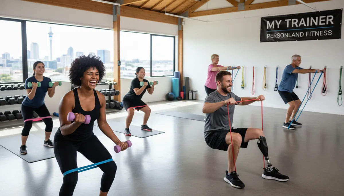 Individuals engaged in strength training exercises