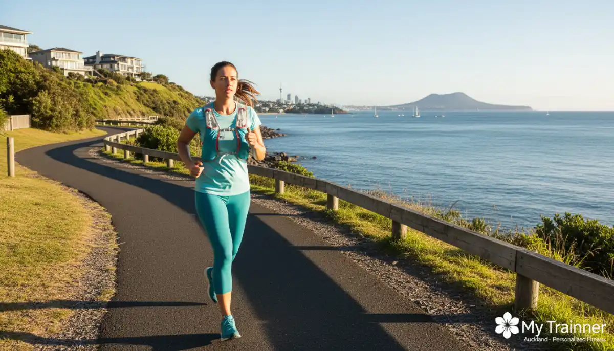 Person jogging on a coastal path