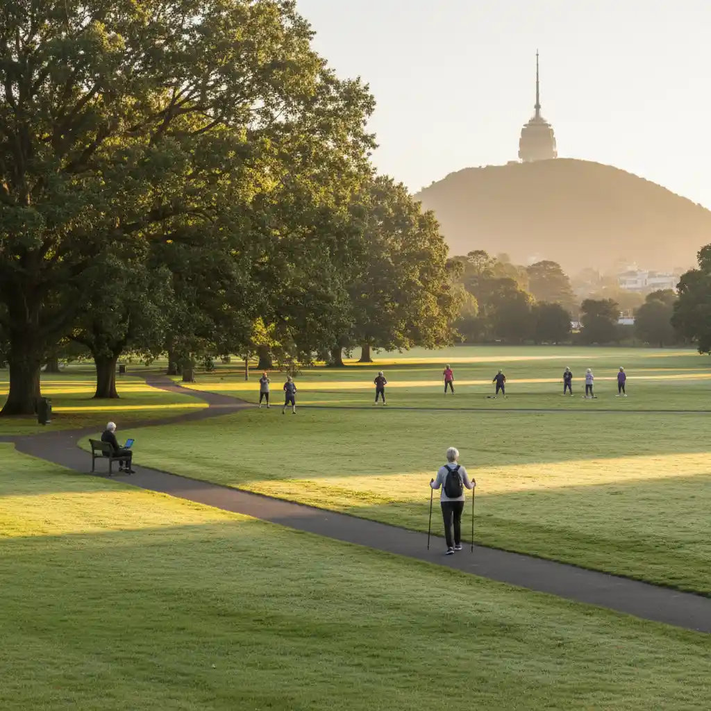 Serene Cornwall Park pathways for outdoor workouts