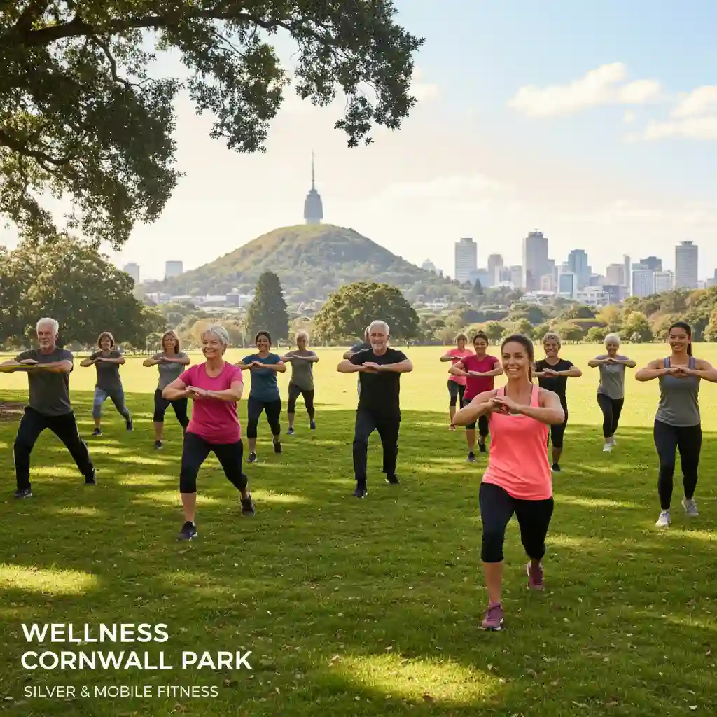 Guided outdoor fitness class in Cornwall Park for all ages
