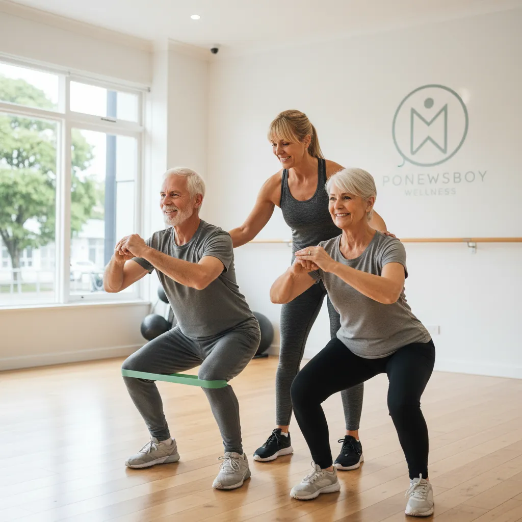 Fitness instructor guiding seniors in a Ponsonby class