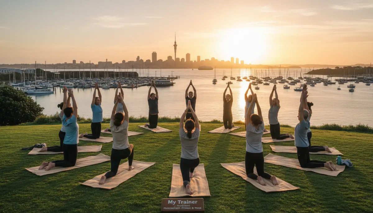 People practicing yoga at a wellness workshop