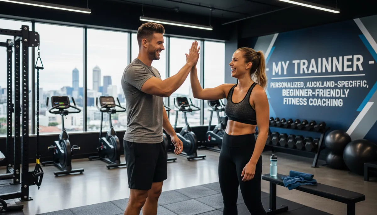 Trainer celebrating a client's workout achievement