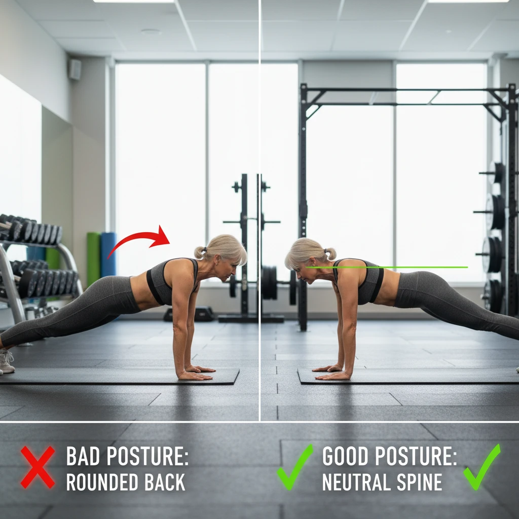 Correct neutral spine plank vs dangerous spinal flexion