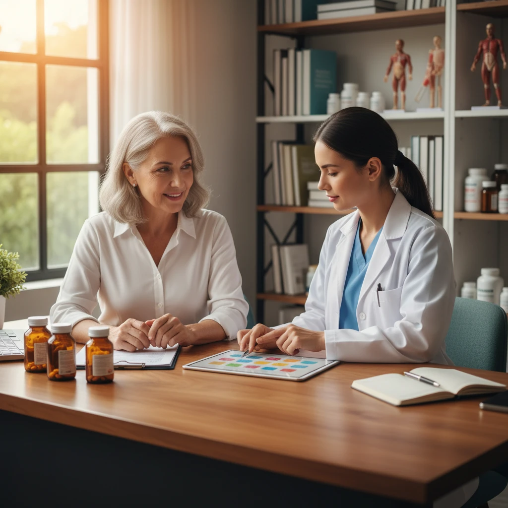 Senior woman discussing digestive health with a professional