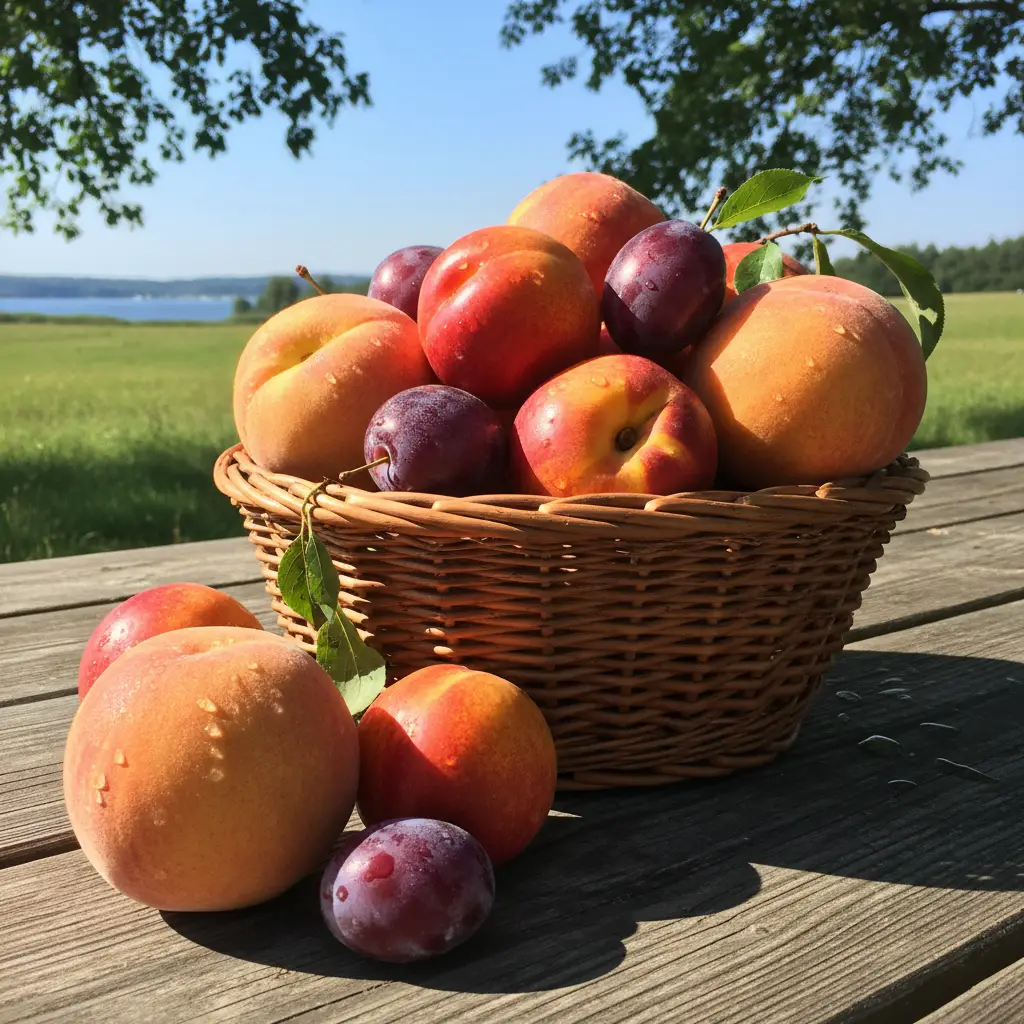 Basket of New Zealand summer stone fruit